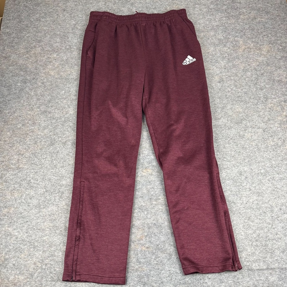 Adidas Climawarm Sweatpants Lined Ankle Zip Burgundy Womens XL